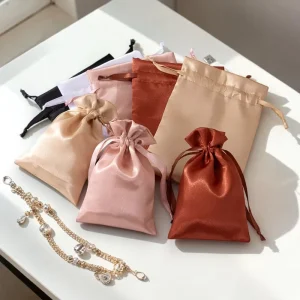 Textile Packaging High-end Quality Silk Satin Drawstring Bags Custom Luxury Jewelry Pouch Gift Storage Bags for Wedding Brand