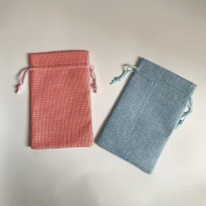 Textile Packaging Pouch Bag Small Mini Jute Drawstring Pouches for Jewelry