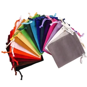 Textile Recyclable Customizable Luxury Velvet Necklace Pouch Suede Small Gift Bags Drawstring