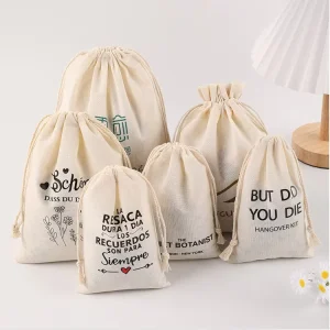 Thicken Drawstring Cotton Bag Eco friendly 7*9cm Natural Cotton Pouch 140GSM Gift Bag Custom Logo Jewelry Earring Packaging