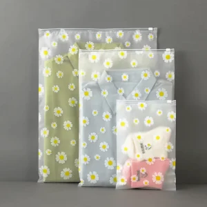 Thickened Frosted Zipper PE Transparent Plastic Garment Bags for Shoes Fur Underwear Socks Clothes Storage Packaging
