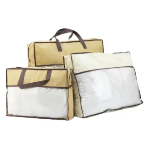 Transparent Non Woven Fabric Home Textile Zipper Bag Dust Proof Storage Handbag for Bedding Quilts and Comforters Packaging