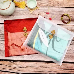 Transparent Organza Cheongsam Bag Chinese Frog Yarn Storage for Clothing Silk Scarf Snow Yarn Textile Packaging