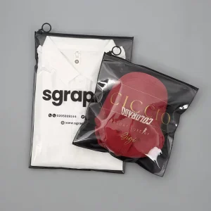 Tshirt Hat Packaging Black Zipper Bag Plastic Clothing Packaging Bag Custom Black PVC Zipper Bag