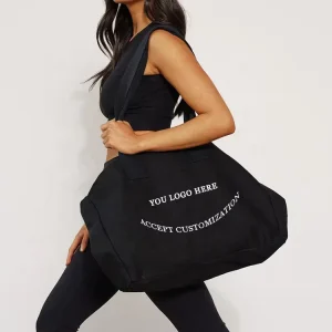 Various Size Eco Friendly Plain Oversize Large Premium Black Canvas Tote Bags Bulk With Custom Printed Logo