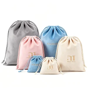 Velvet Drawstring Jewelry Pouch Dust Bag Custom Logo Dust Pouches for Ring Earring Necklace Watch Gift Packaging