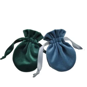 Velvet Pouch Round Bottom Drawstring Gift Bag Custom Logo Luxury Cloth Pouch for Jewelry Packaging Wedding Favor Storage Bag