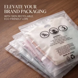 Warning Durable Three side Seal Frosted Transparent PA PE Garment Zipper Bag For Packaging Bag