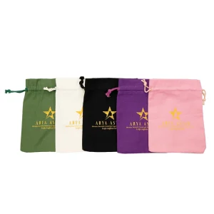 Washable Custom Logo Minimalist Drawstring Dust Gift Cosmetic Packaging Bag Portable Canvas Cotton Bag