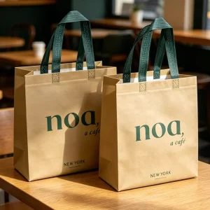 Waterproof Laminated Composite PP Non Woven Fabric Reusable Eco Friendly Cafe Coffee Shop Grocery Shopping Bag