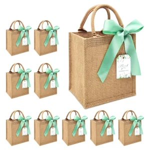 Welcome Guests Souvenir Packaging Reusable Single Party Wedding Beach Bridesmaid Custom Personalised Jute Gift Bags