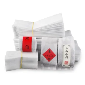 White Cotton Paper Tea Packaging Bag Custom Logo Disposable Heat Sealed