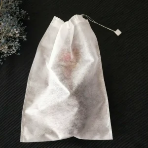 White Non woven Silk Screen Printed Drawstring Storage Bags Custom Logo Machine Threaded Closure Agriculture Use GF 297 Bags