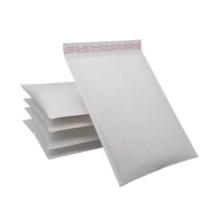 White PE Bubble Mailers Seam Reinforced Waterproof Adhesive Bags for Textile Product Small Business Shipping