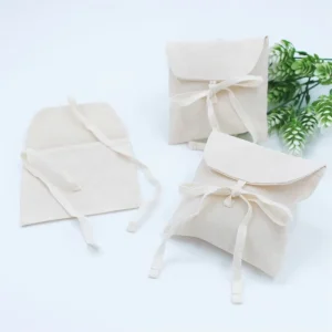 White Twill Cotton Flap Clothes Handbag Packaging Bag Custom Logo Printed Wallet Dust Cotton Envelope Pouch