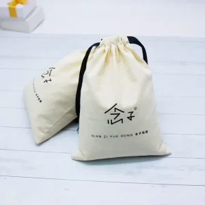 Yellow Organic Cotton Bag with logo Cotton Gift Dust Packaging Pouch with logo