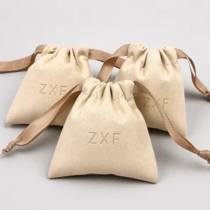 ZXF Dust Luxury Soft Customized Foldable Drawstring Microfiber Velvet Rectangle Bags For Cosmetic Gift Packaging