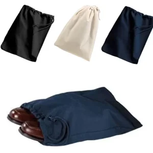 cotton linen packaging bags with logo and drawstring