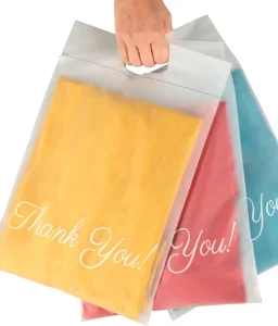 100 Poly Recyclable T Shirt Bags Handles Small Business Supermarket Promotion Shipping Grocery Clothes Packaging Thank You