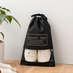 100% Polyester Travel Shoe Storage Bag Plain Style Drawstring Dust Bag for Car Household Non Woven Fabric for Women’s Shoes