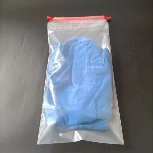 100mic Clear LDPE Pull Rope Drawstring Polyester Clothing Packaging Poly Bag