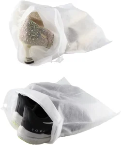 10Pcs Travel Shoe Storage Bags Non-woven Fabric Packing Dust Cover Pouch Portable Breathable Drawstring (Large)