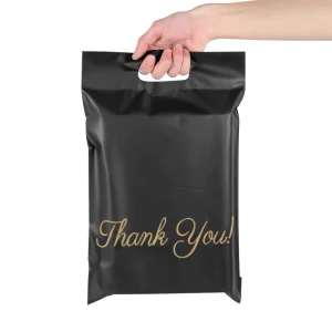 10×13 12×15 Inch Custom Logo Poly Courier Pink Black Thank You Handle Shipping Envelope Clothing Packaging Mailers with Handle