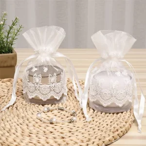 10x14cm Small Jewelry Bag Transparent Lace Gift Bags Luxury Pouch Drawstring Mesh Soap Mini Bags for Packaging