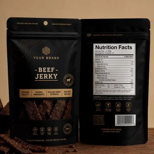 150g 250g 500g Custom Printed Matte Stand Up Pouch For Beef Jerky Resealable High Oxygen Barrier Snack Packaging Bag