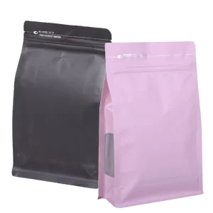 定制印刷可再密封150g 250g 500g拉链塑料咖啡哑光8侧密封扣板平底袋包装带阀门