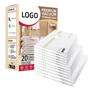 20 Pack Compressed Space Saver Eco Friendly Moisture Proof Vacuum Storage Bags for Clothes Food & Bedding Packaging Hand Pump