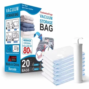 20 Pack Jumbo Clothing Bedding Travel Eco Friendly Nylon Fabric Vacuum Storage Bags Space Saver Hand Pump Dustproof