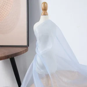 20D Blue Breathable 20gsm Ultra-thin 100% Polyester Lace Mesh Fabric for Interlining or Flower Packaging Silk Soft Tulle Fabric