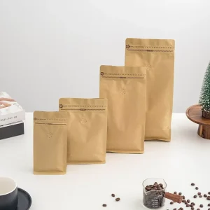 可重新密封的咖啡厅250G 1千克定制设计印刷环保塑料平底咖啡袋小包包装，带阀门和拉链