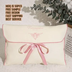 30*25Cm Natural Cotton Twll Envelope Bag for Packaging Clothes Custom Printed Logo Pillow Dress Hair Storage Coton Dust Bag