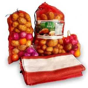 50*80cm 60L Customized Color Recycled PP Leno Mesh Bag Drawstring Factory Direct Onion Potato Firewood Breathable