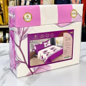 6 Pieces Polyester Bed Sheet Set Queen King Size with 4 Pillowcases for Discount Stores
