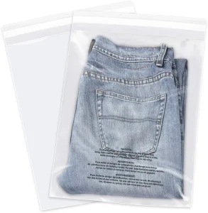 9″ x 12″ Clear Poly Bags for Clothing Suffocation Warning Plastic Poly Bags for Shipping Packaging Permanent Adhesive