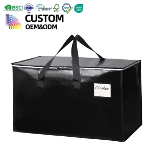 90L Heavy Duty PE Woven Moving Bags with Reinforced Handles for Warehouse Storage Bulk Supply