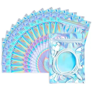 9×12 Customized Logo Snack Gravure Printing 3 Side Sealing Zipper Laminated Mylar Pouch Resealable Holographic Bag
