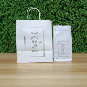 AT PACK Custom Printed Paper Shopping Bag Flexiloop Handle for Takeaway Made Recycled Materials Sturdy Cardboard Structure