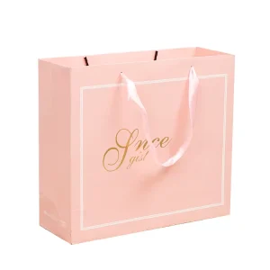 Beautiful Pink Paper Dress Bag Clothing Shopping Bag With Custom Brand Name