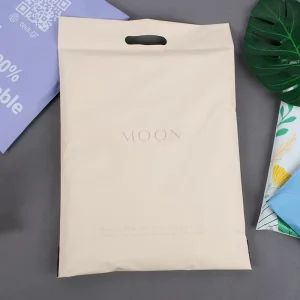 Beige Nude Handle Poly Mailer Custom LOGO Biodegradable 10×13 Inch Polymailer Packaging Shipping Mailing Bag with Handle