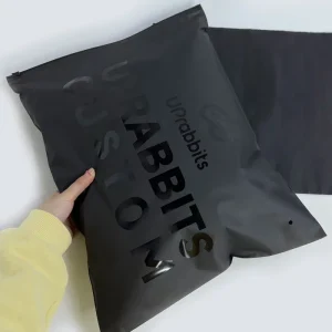 Biodegradable Eco Friendly Custom Printing Plastic Packaging Black Zip Bag Frosted Zipper Lock Bag for Garment Clothing T Shirt