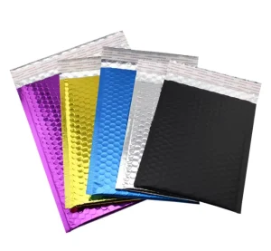 Biodegradable Pink Metallic Foiled Poly Bubble Envelopes Express Mailer Bubble Bag for Food & Candy Industries