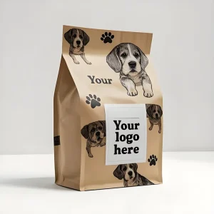 Biodegradable Plastic Flat Bottom Pet Cat Dog Snack Food Packaging Pouch Bag Kraft Paper Custom Print Logo with Resealable Zipper