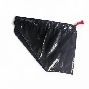 Black Boat Shape Drawstring Bag Plastic Bags for Smart Toilet Seat Cover Glossy Plastic Disposable Packaging Pouch with Cord