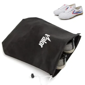 Black Non Woven Custom Logo Dust Drawstring Storage Bags Sports and Travel Shoe Packaging Bags