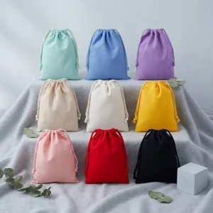 Blank Drawstring Cotton Bags White Canvas Cinch Bags Custom Eco friendly Packaging Storage Bags Custom logo