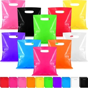 Boutique Clothing Packaging Bags Custom Logo Thank You Printing Plastic Carry Bags With Die Cut Handle